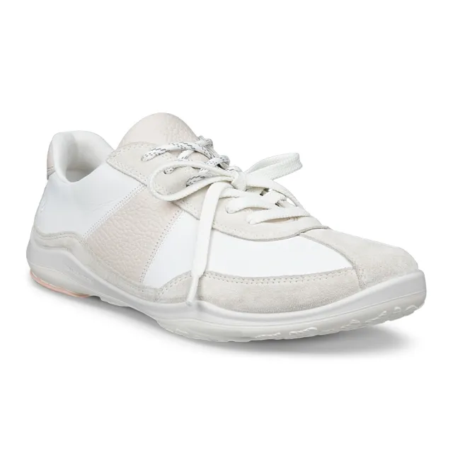 【ecco】BIOM LITE TR 健步戶外麂皮拼接低筒皮革運動鞋 女鞋(冰白色/白色/石灰色 84011361704)