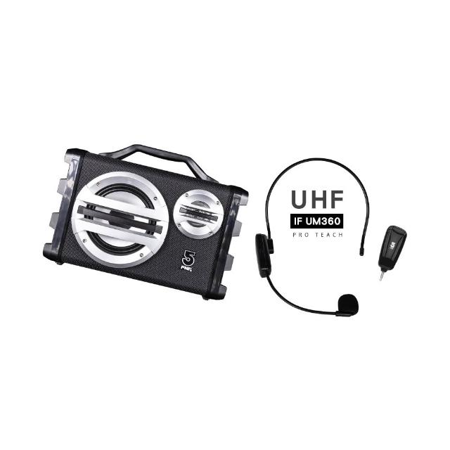 【ifive】手提專業擴音機if-SK055+UHF無線樂器麥克風 if-UM360(頭戴麥克風 藍牙喇叭 戶外活動 表演)