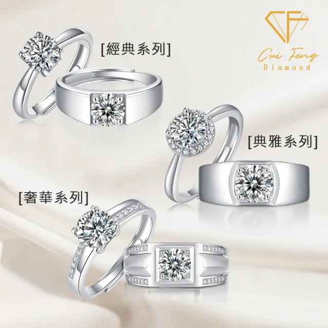 【CF Diamond】｜男女對戒系列｜一克拉美鑽 (戒指 鑽戒 男戒 女戒 生日 禮物 送禮)