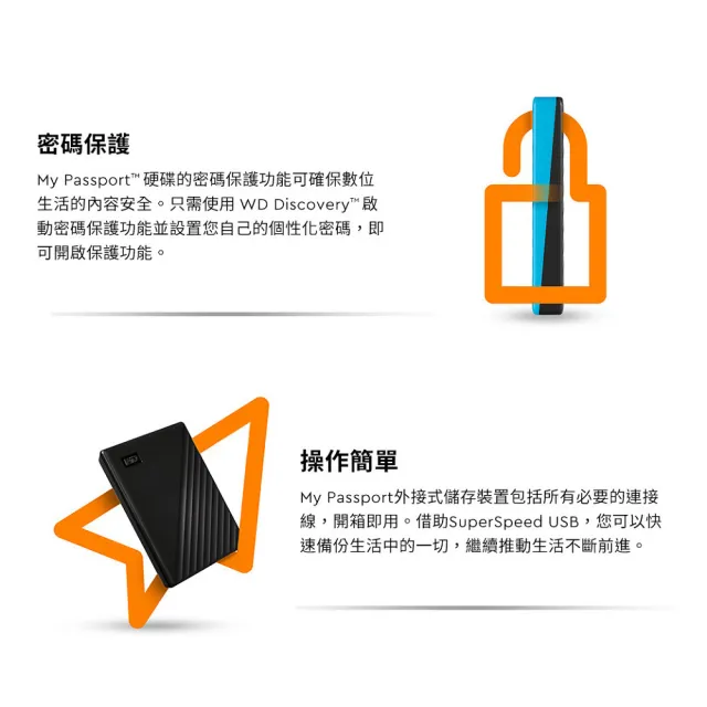 【WD 威騰】My Passport 2TB 2.5吋行動硬碟(WESN)