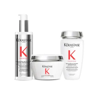 【KERASTASE 巴黎卡詩】白鑽升重建奢華組(超前導精華+髮浴+髮膜)