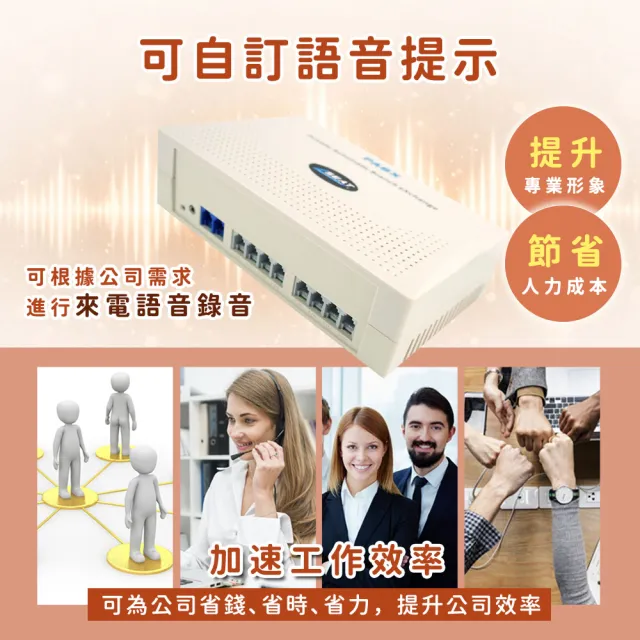 小型家用電話總機系統 2外線+8內線 室內分機電話 家用/商用辦公室 辦公室總機 櫃台客服 208-TEM208