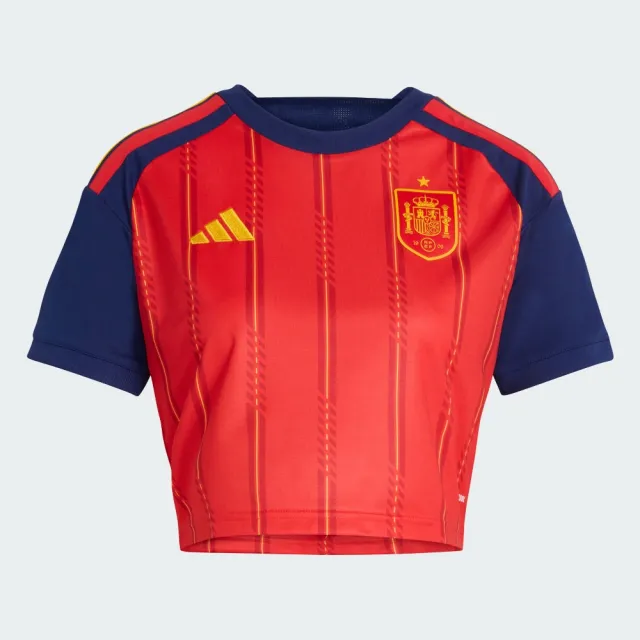 【adidas 愛迪達】世界盃 西班牙 運動 休閒 T恤 短袖 女上衣 RFEF H JSY CR W(KE8079)