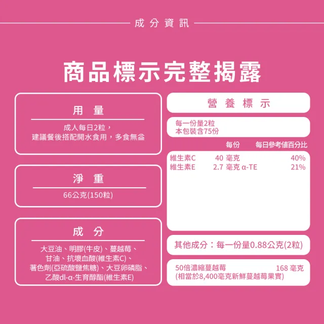 【Nature’s Truth 綠萃淨】50倍蔓越莓plus維生素C+E軟膠囊3瓶組(共450粒)