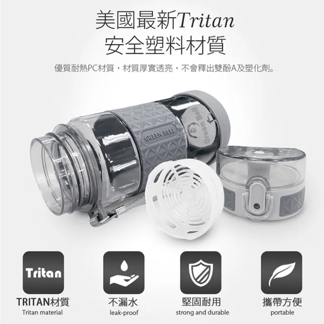 【GREEN BELL 綠貝】果漾彈蓋水壺500ml3入組(運動 提手 耐高溫 防漏 止滑 寬口 輕量 SGS)