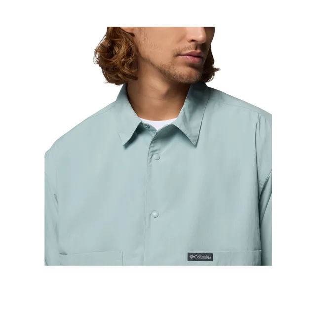 【Columbia 哥倫比亞】男款-防曬UPF50涼感長袖襯衫-Chill Creek ™LS Shirt-霧綠色(UAE94050MG/KS)