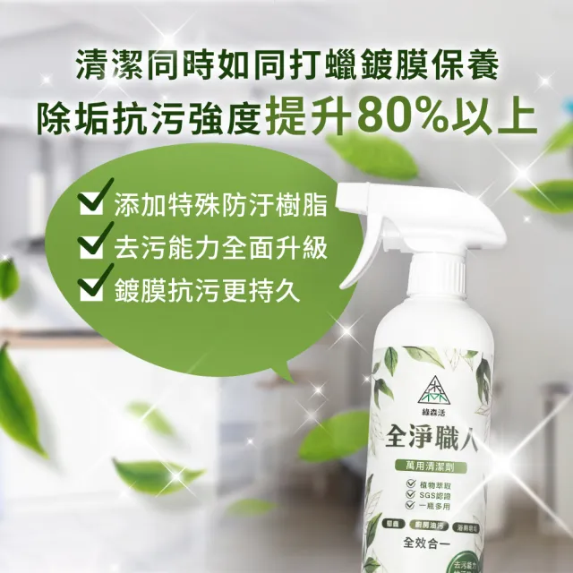 【綠森活】全淨職人-萬用清潔劑6入(MIT台灣製造/廚房/浴室/水垢/三合一/毛孩友善)