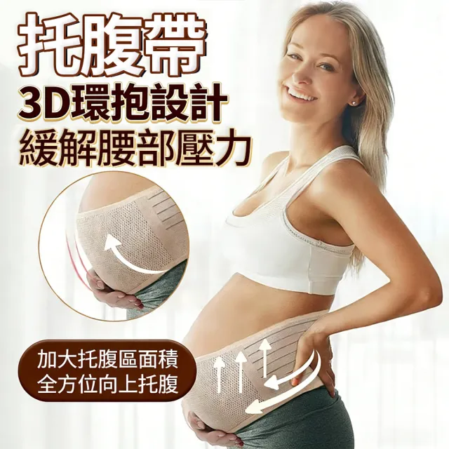 【aiebao】孕婦托腹帶｜孕中期腰背支撐帶｜可調節透氣產前護腰｜舒適托腹穩定支撐