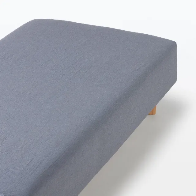 【MUJI 無印良品】柔舒水洗棉床包/Q(灰色/柔白/深藍/淺米)