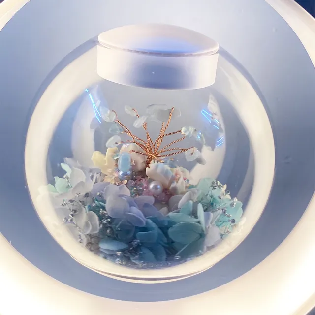 【OSTARA FLORIST 奧斯塔拉花藝】水晶樹豆丁 永生花懸浮檯燈含藍芽音響(水晶樹、永生花、節日送禮)