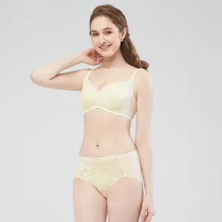 【Swear 思薇爾】冰雪女王系列B-F罩無鋼圈蕾絲包覆內衣(清透黃)_出清品