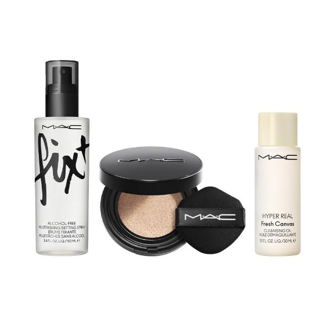 【M.A.C】全能定妝霧絲絨氣墊粉餅組(超持妝霧絲絨氣墊粉餅SPF 50/PA+++/FIX+ 超持妝全能定妝噴霧100ml)