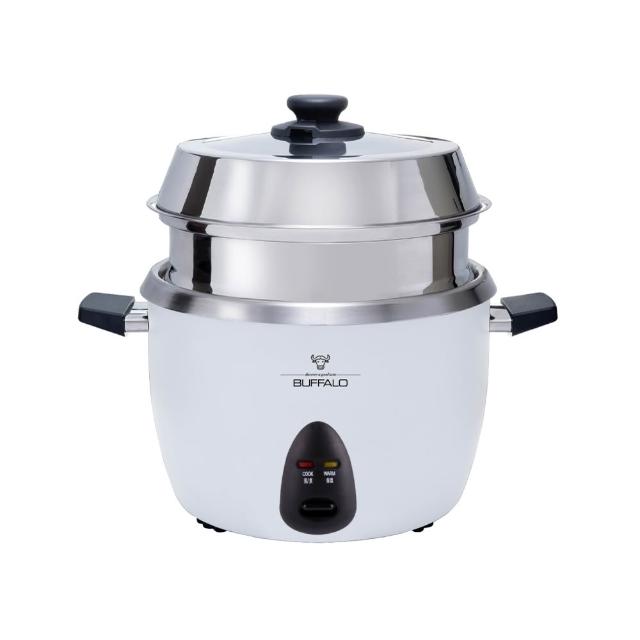 【Buffalo 牛頭牌】10人份_附不鏽鋼蒸籠_極淨厲害電鍋(白TC18BW / 可分離式牛頭鋼內鍋 / 304不鏽鋼)