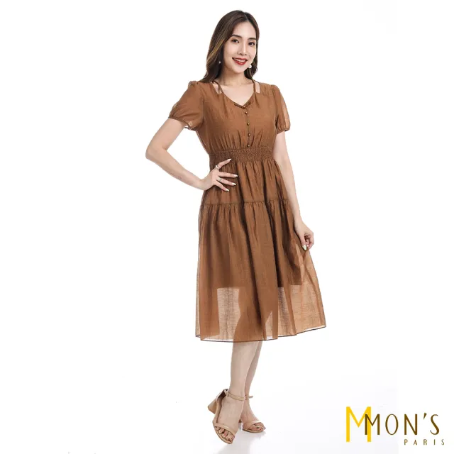 【MON’S】天絲醋酸精品縫飾洋裝(直)