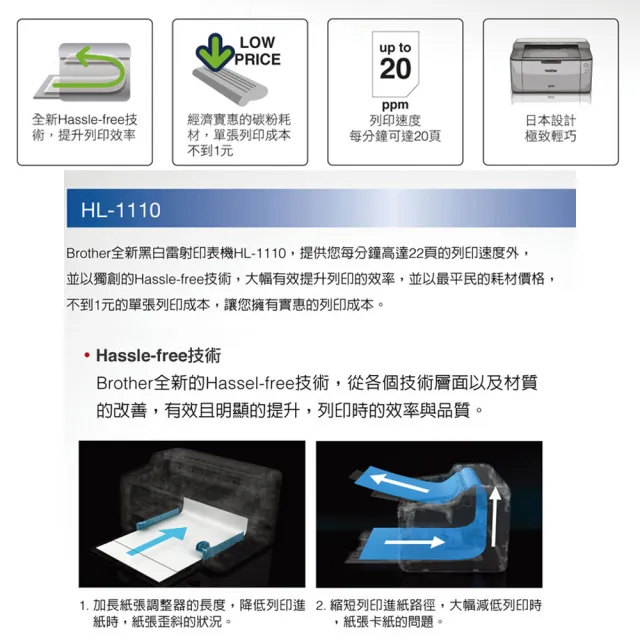 【brother】官方直營 搭3黑色碳粉匣★HL-1110-黑白雷射印表機