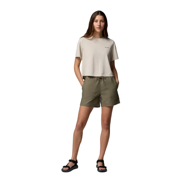 【Columbia 哥倫比亞】女款-涼感快排短袖上衣-Chill Creek™ Pique SS Tee-淺卡其(UAR74920HI/KS)
