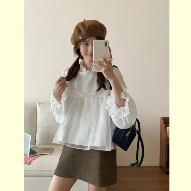 【Want-Meow】90公斤可穿/訂製大胸可百搭寬肩帶雪紡多層次穿搭背心(大碼上衣/大碼/大尺碼/背心)
