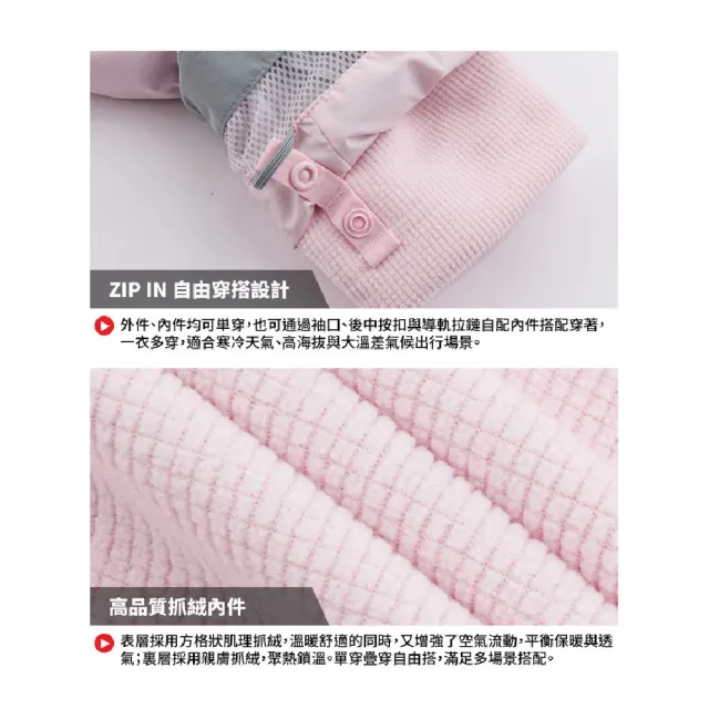 【The North Face】女 Gore-Tex 兩件式保暖連帽刷毛外套AP《櫻花粉》8DRJ/防水透氣連帽外套/防風外套