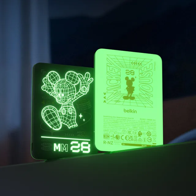 【BELKIN】BoostCharge 輕薄型磁吸式行動電源_迪士尼系列_夜光米奇_5000mAh(BPD010qcMT-DY)