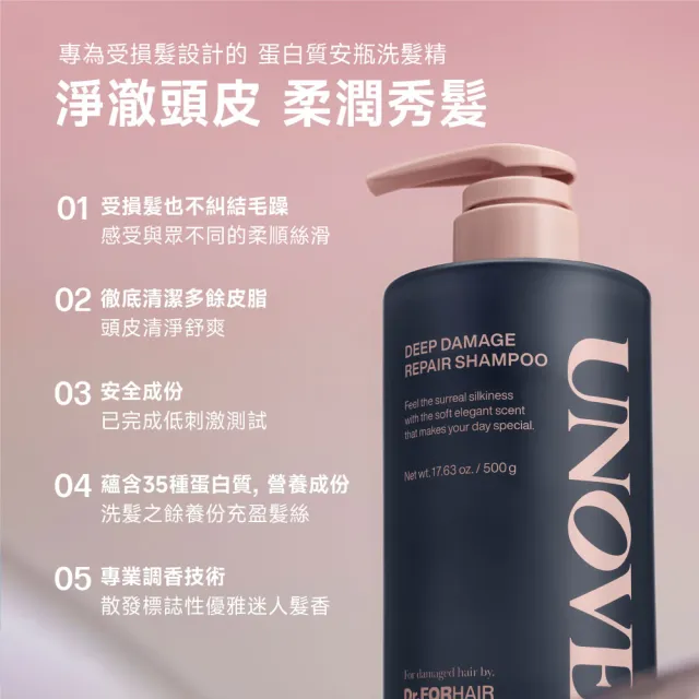 【UNOVE】柔諾伊 角蛋白柔順修護洗髮精500ml(2入組)