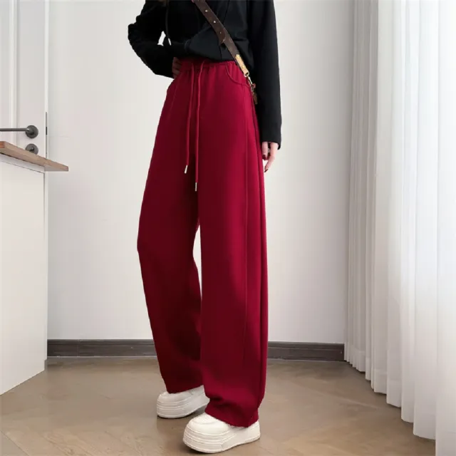 【ASister 小姊姊】AS2426#女裝｜中大尺碼休閒褲☆鬆緊帶抽繩彎刀褲(4色 XL-4XL 2605)