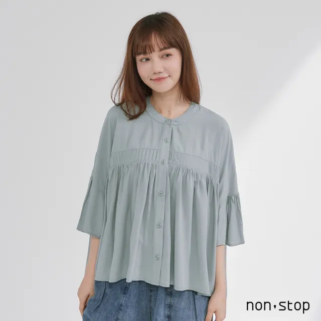 【non-stop】抓皺娃娃寬版連袖上衣-2色
