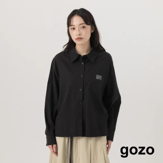 【gozo】MOMO獨家款★限量開賣 涼感天絲不對稱後開衩襯衫(深灰/淺綠)