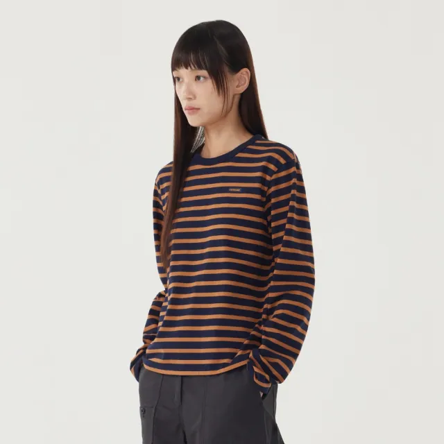 【COVERNAT】女款條紋長袖T恤(WMS長袖上衣 條紋上衣 奶油黃/深海軍藍色)