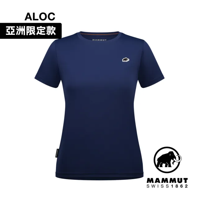 【Mammut 長毛象官方直營】Mammut Essential AF 防曬布章LOGO短袖T恤 女款 海洋藍PRT1 #1017-05090