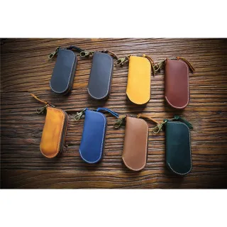 【leaper】復古瘋馬頭層牛皮真皮收納掛勾鑰匙包(真皮鑰匙包)