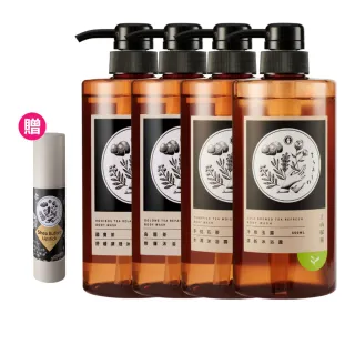 【tsaio 上山採藥】4入組台灣茶系列-沐浴露600ml(任選/手捻花茶/冷泉玉露/國寶茶/烏龍茶)