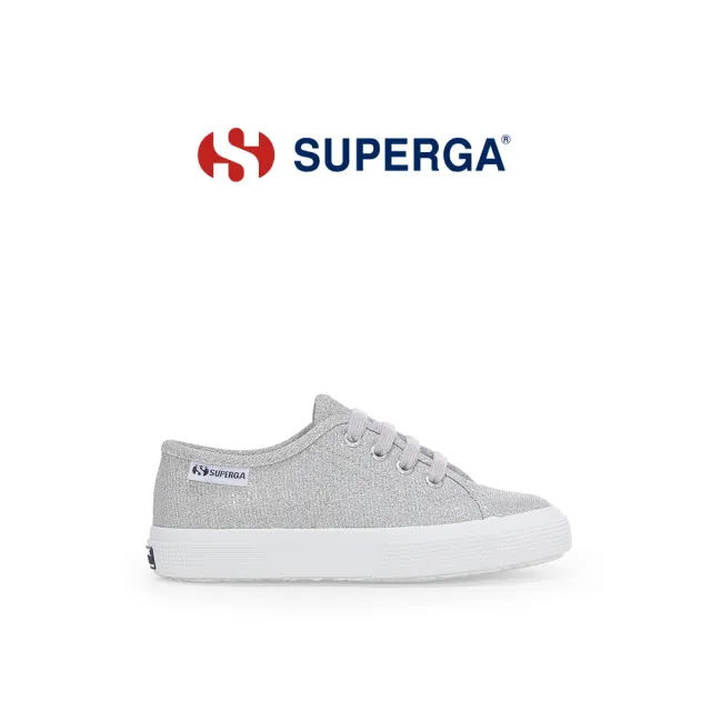 【SUPERGA】休閒鞋 童鞋 3750 輕量系列 閃亮 金蔥 針織 親子款 灰銀 S1135EW-031