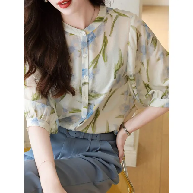 【ALLK 歐楷】新品上架 印花配色造型上衣 圖片色 尺寸L-XXL/中大尺碼/涼爽/透氣