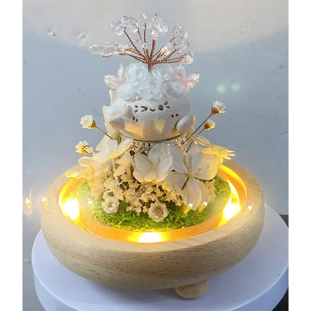 【OSTARA FLORIST 奧斯塔拉花藝】療癒系水晶樹豆丁玻璃罩花禮 共5色(永生花、水晶、節日禮物)