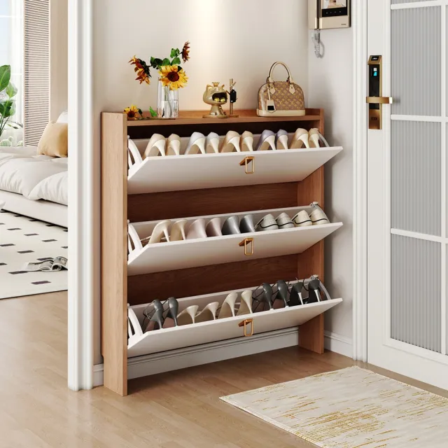Keno可諾空間 鞋櫃 100*24*107cm無抽 翻斗鞋櫃 奶油風鞋櫃 超薄鞋櫃 現代家用收納鞋架 預購12天