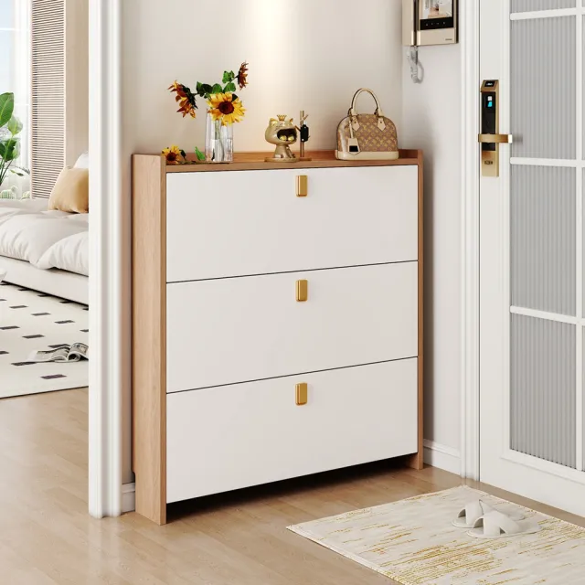 Keno可諾空間 鞋櫃 100*24*107cm無抽 翻斗鞋櫃 奶油風鞋櫃 超薄鞋櫃 現代家用收納鞋架 預購12天