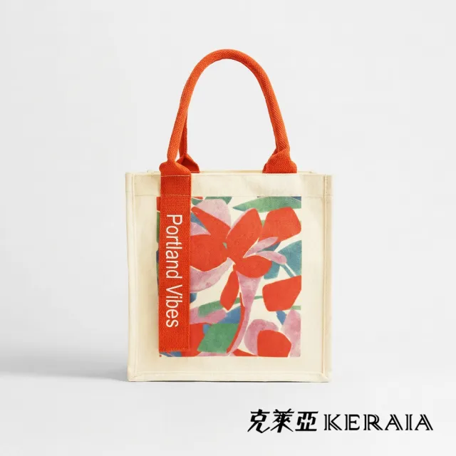 【KERAIA 克萊亞】魅力價-春花漫舞彩繪印花帆布袋(小)