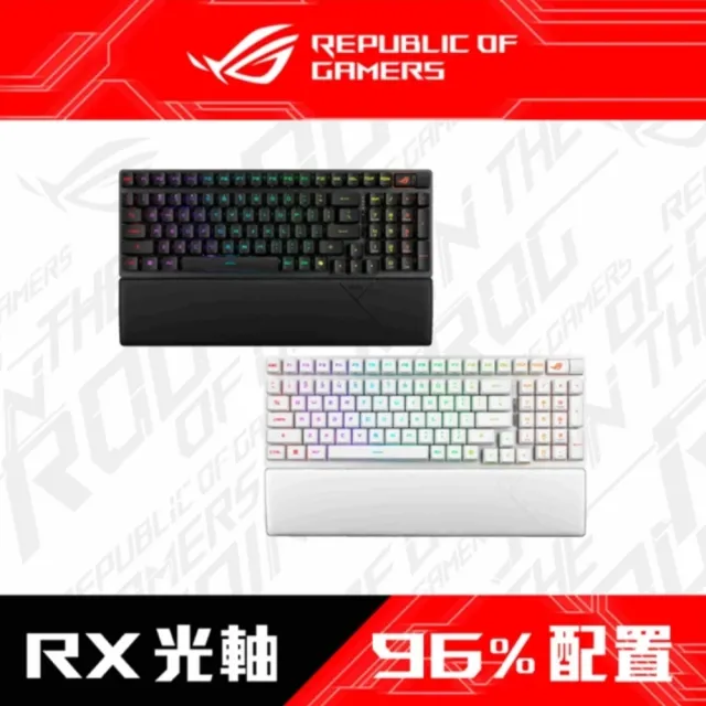 【ASUS 華碩】磁吸線組★ROG Scope II 96 RX Wireless 無線三模電競鍵盤 黑色(ROG RX 青軸)
