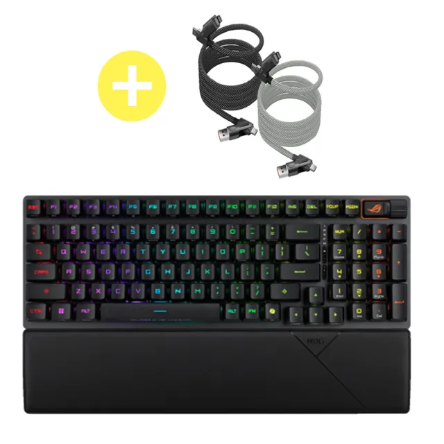 【ASUS 華碩】磁吸線組★ROG Scope II 96 RX Wireless 無線三模電競鍵盤 黑色(ROG RX 青軸)