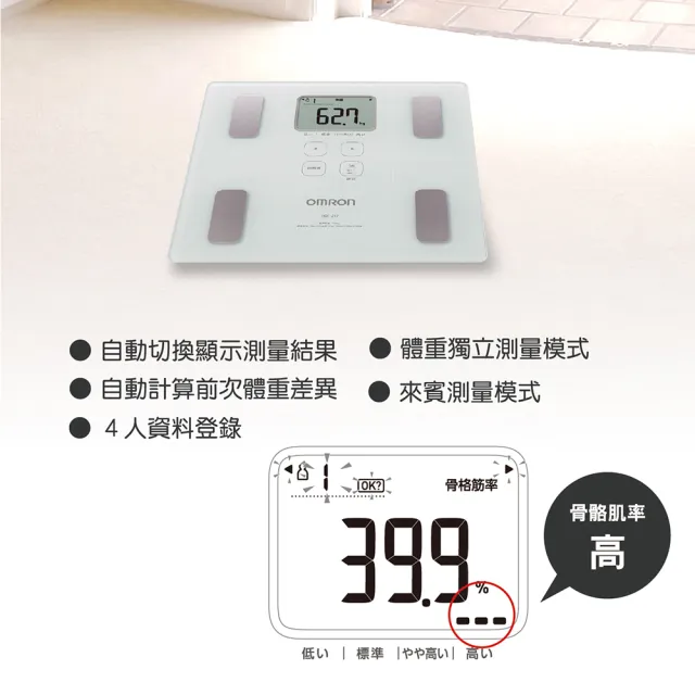 【OMRON 歐姆龍】電子體重計/體脂計  HBF-217  白色