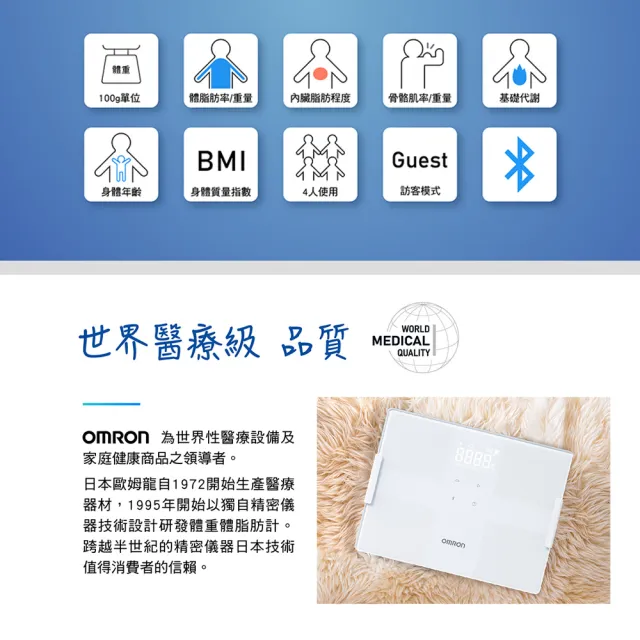 【OMRON 歐姆龍】藍牙電子體重計/體脂計  KRD-503T 柔道國手 楊勇緯推薦