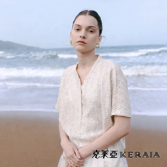 【KERAIA 克萊亞】月光詩歌編織假兩件上衣