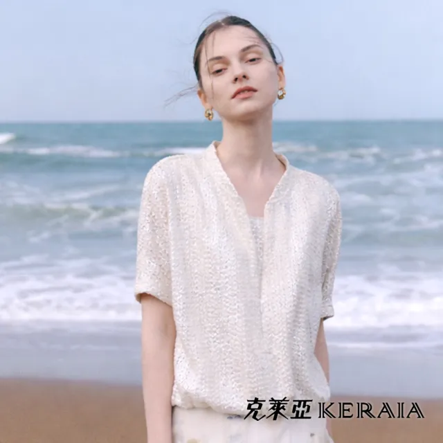 【KERAIA 克萊亞】月光詩歌編織假兩件上衣