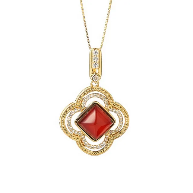 【勝弘珠寶】多明尼加紅藍珀幸福項鍊