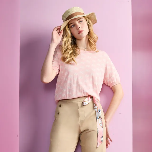 【MON’S】蠶絲涼爽緹花針織上衣(直)