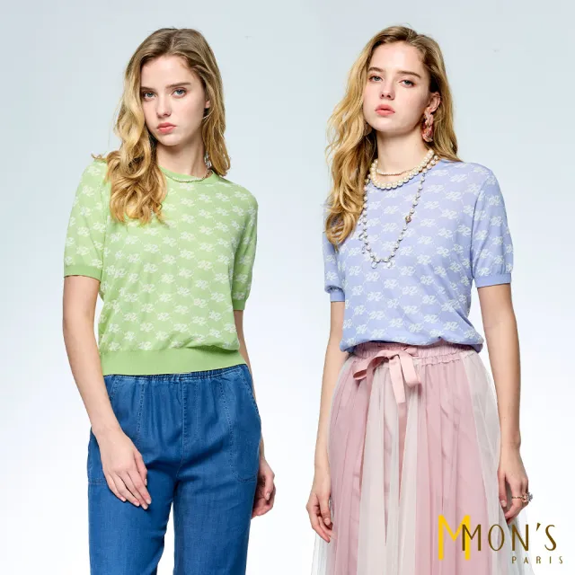 【MON’S】蠶絲涼爽緹花針織上衣(直)