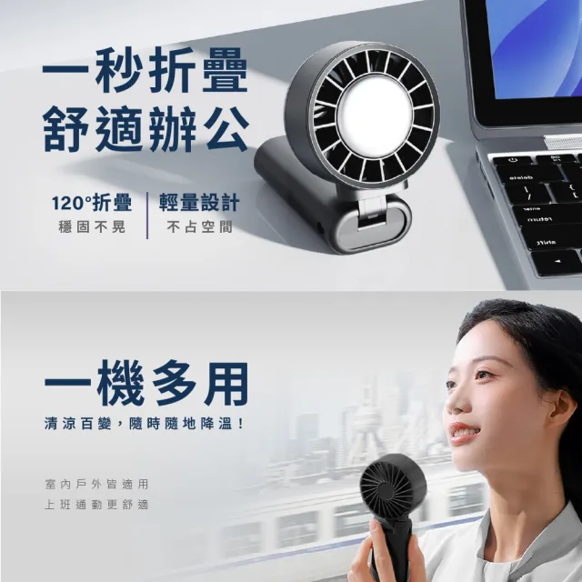 【WONDER 旺德】冰敷手持摺疊高速風扇-2入組(USB充電式.手持製冷.冷敷涼風扇.隨身風扇FU33)