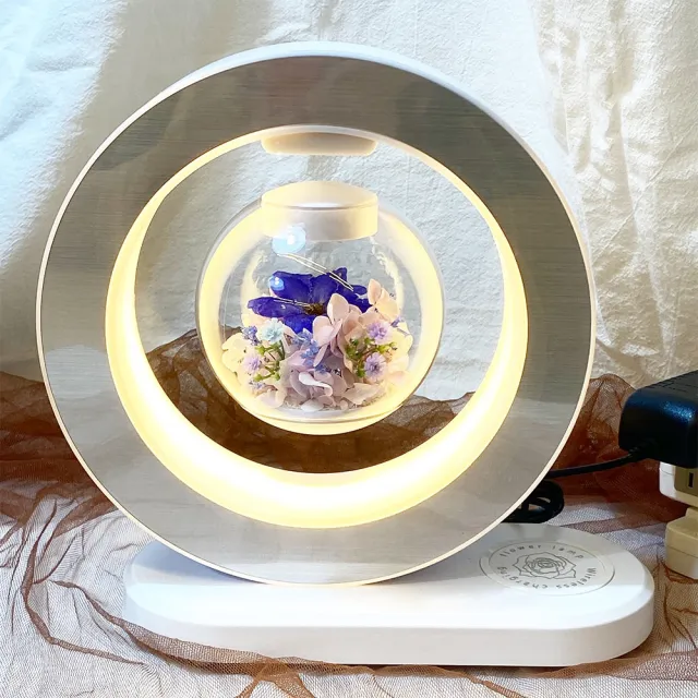 【OSTARA FLORIST 奧斯塔拉花藝】新款夢幻飛燕系列 永生花懸浮檯燈含藍芽音響及無線充電(居家生活、花禮)