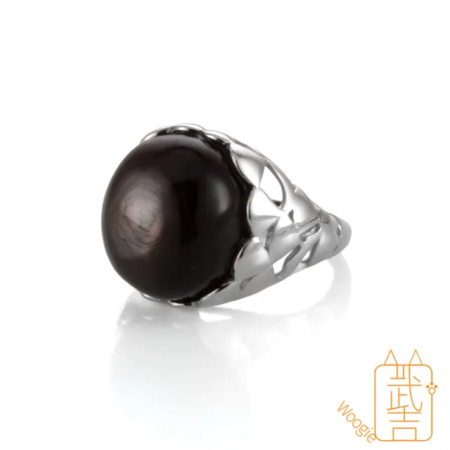 【Woogie武吉珠寶】超強財富能量精品金運石純銀設計戒指(大蛋面18mm兩款可選)