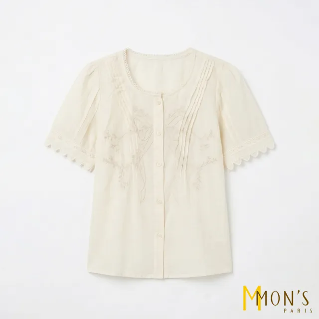 【MON’S】香檳蕾絲輕柔上衣(直)